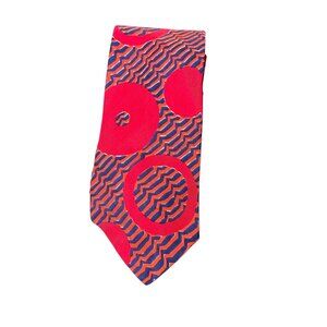 1970s Lucien Piccard silk tie red blue MOD